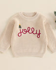 JOLLY XMAS EMBROIDERED KNIT SWEATER