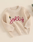 JOLLY XMAS EMBROIDERED KNIT SWEATER