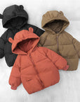 FALL HOODED QUILT DOWN JACKET WITH EARS