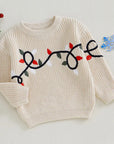 XMAS LIGHTS EMBROIDERY SWEATER