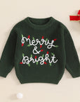 LIGHT STRING EMBROIDERY MERRY & BRIGHT KNIT CHRISTMAS SWEATER