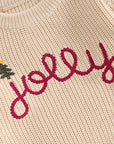 JOLLY XMAS EMBROIDERED KNIT SWEATER