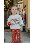 LIGHT STRING EMBROIDERY MERRY & BRIGHT KNIT CHRISTMAS SWEATER